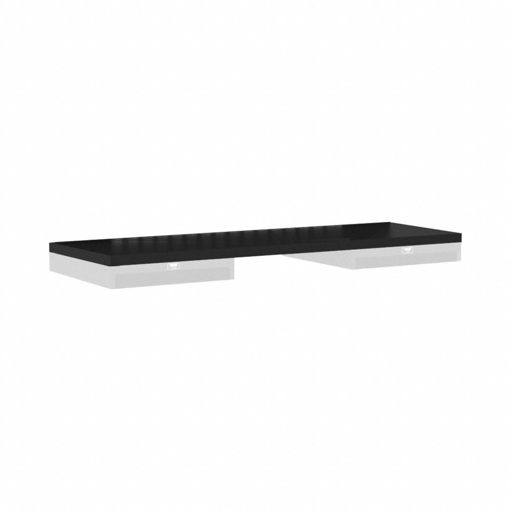 Workbench Top: 60 in Overall Wd, 24 in Overall Dp, Black, Steel, 60 in x 24 in, Steel