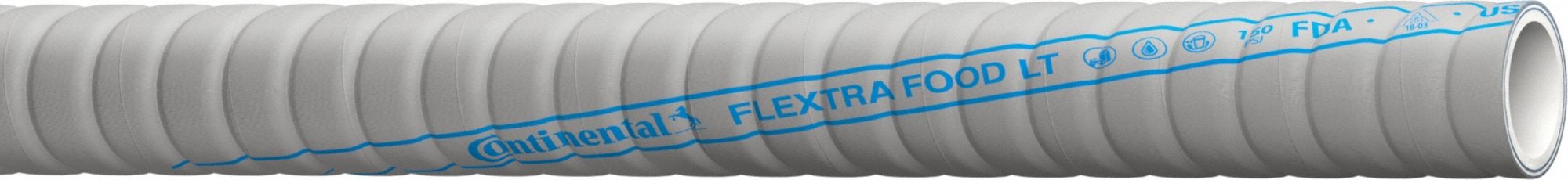Food Hose: 1 1/2 in Hose Inside Dia., 150 psi, Gray, 100 ft Hose Lg