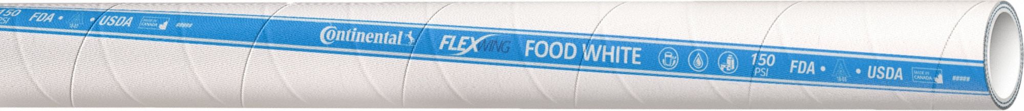 Food Hose: 1 1/2 in Hose Inside Dia., 150 psi, White, 100 ft Hose Lg