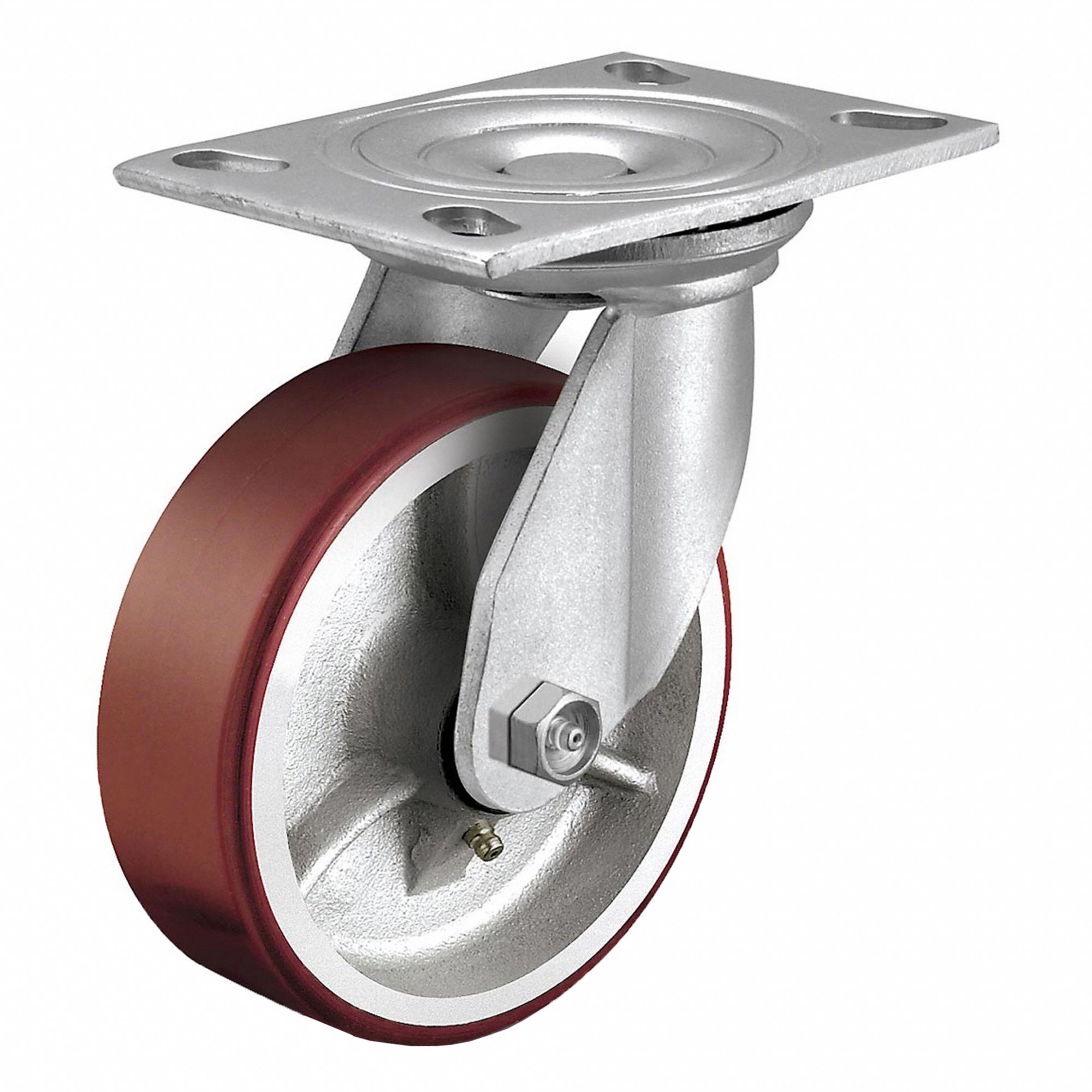 SWIVEL CASTER WHEEL, 4 IN, MOLD-ON POLYURETHANE, 700 LB LOAD RATING