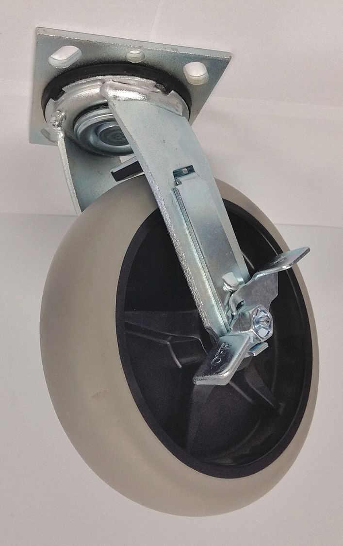 FAULTLESS SWIVEL CASTER, 700 LB CAPACITY, ROLLOCK BRAKE, 8 IN WHEEL