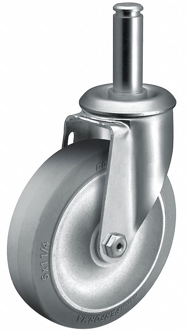 SWIVEL CASTER WHEEL, 4 IN, RUBBER, 250 LB CAPACITY, GRIP RING SYSTEM