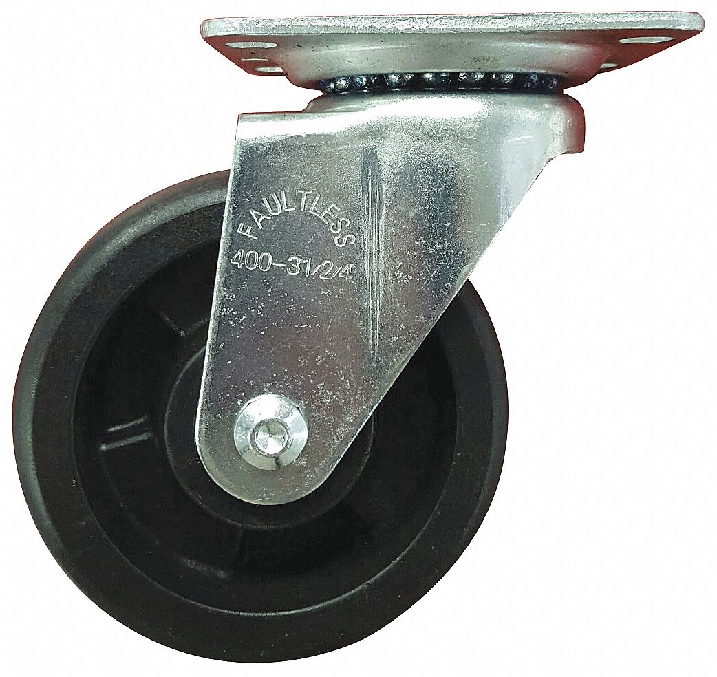 FAULTLESS CASTER,SWIVEL,400 LBS.,31/2" WHEEL DIA. Plate Casters