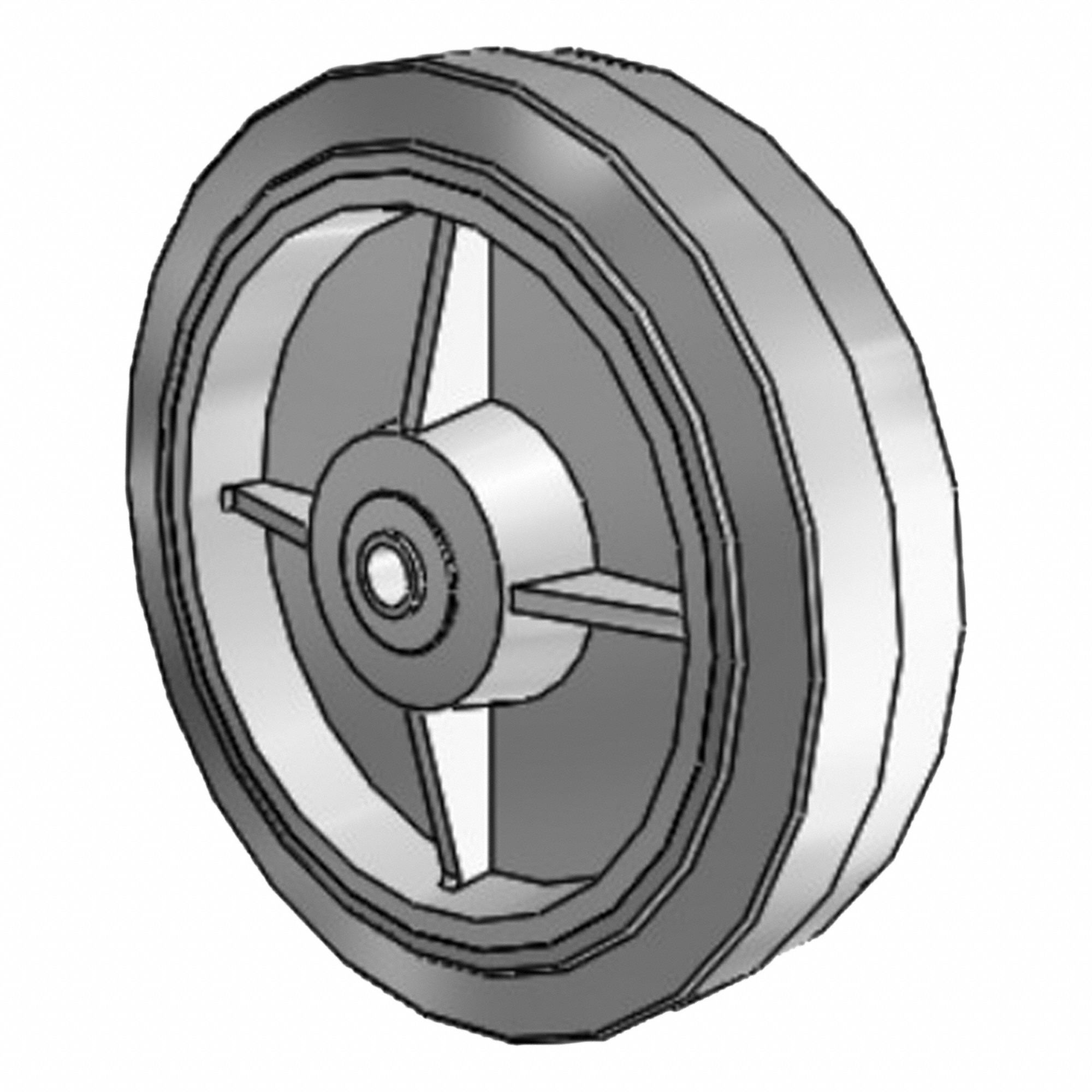 CASTER WHEEL, 8 IN DIAMETER/ 2 IN WIDTH, RUBBER, 675 LB CAPACITY, FLAT TREAD