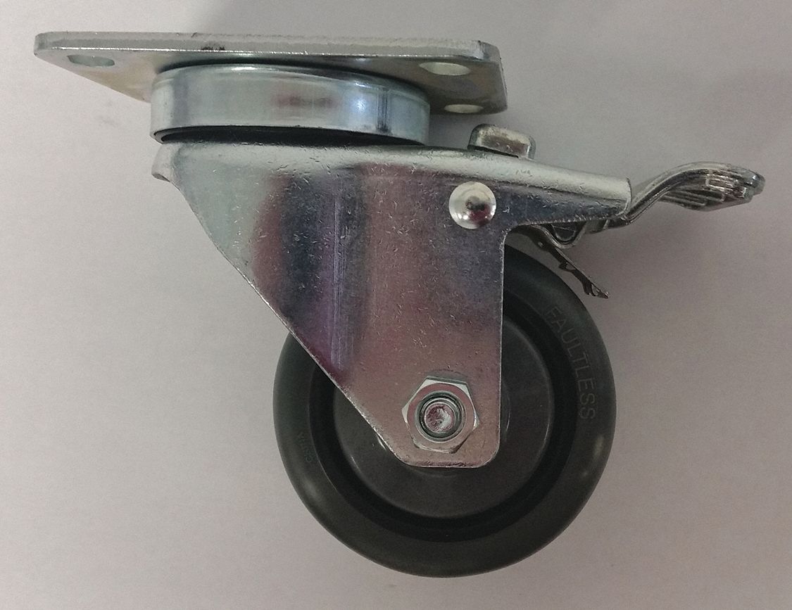 CASTER WHEEL, 225 LB CAPACITY, GREY, 3 IN DIAMETER/1 1/4 IN WIDTH, POLYURETHANE