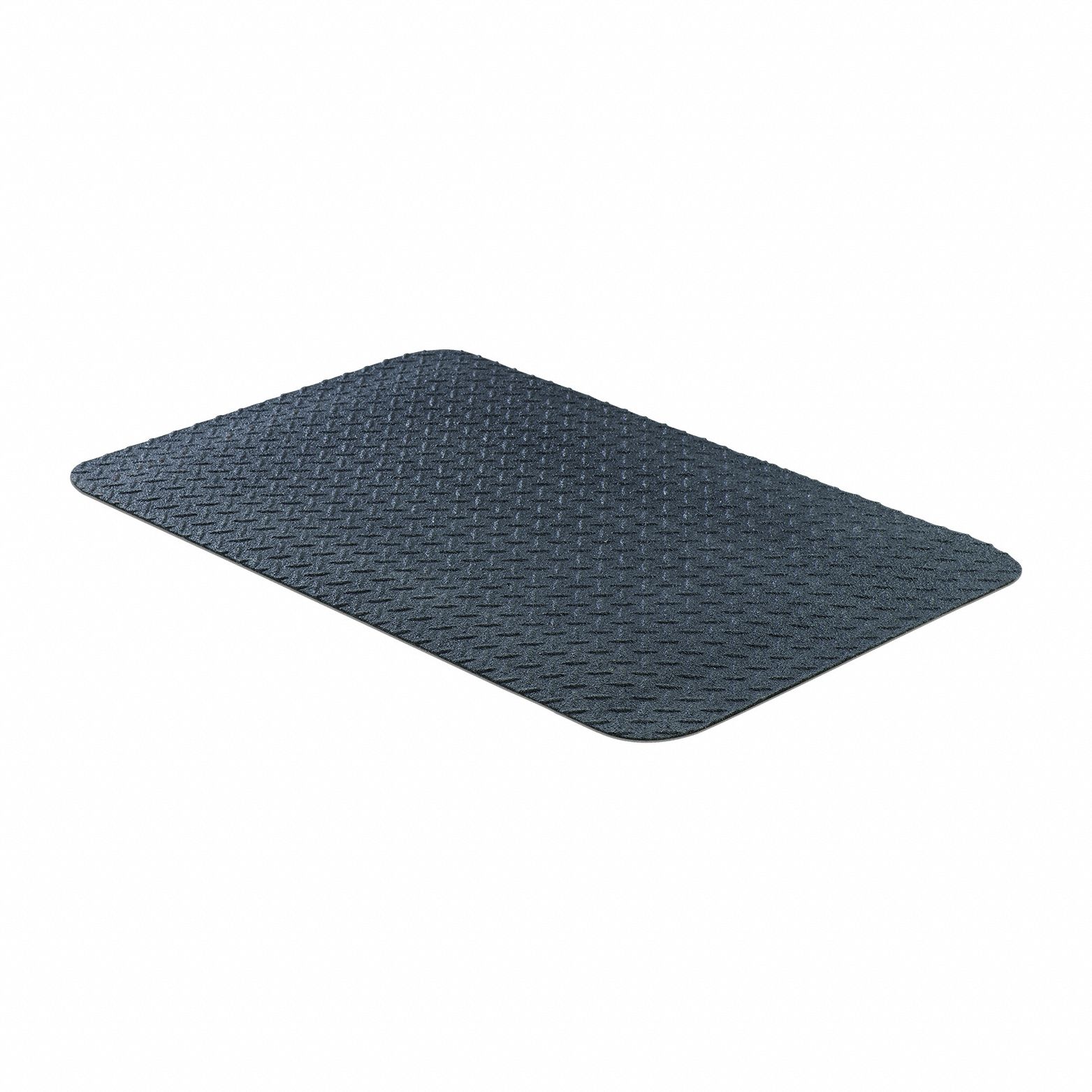 TuffGrit Anti-Fatigue Mat: Diamond Plate, 2 ft x 3 ft, 9/16 in Thick, Black, Beveled Edge