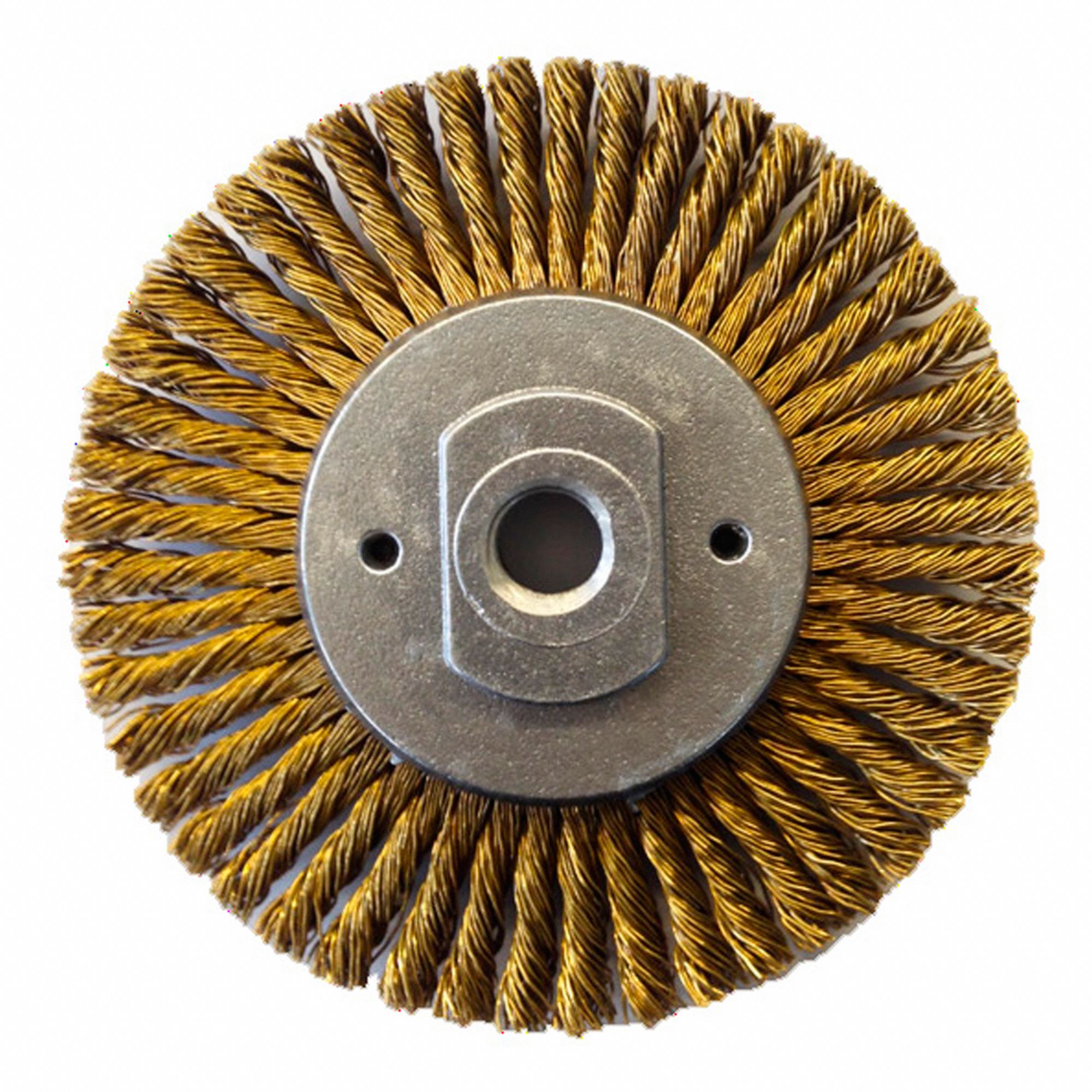 WHEEL BRUSH, WIRE, KNOTTED, FOR THREADED ARBOR, 6 IN BRUSH DIA/0.02 IN WIRE DIA, CARBON STEEL