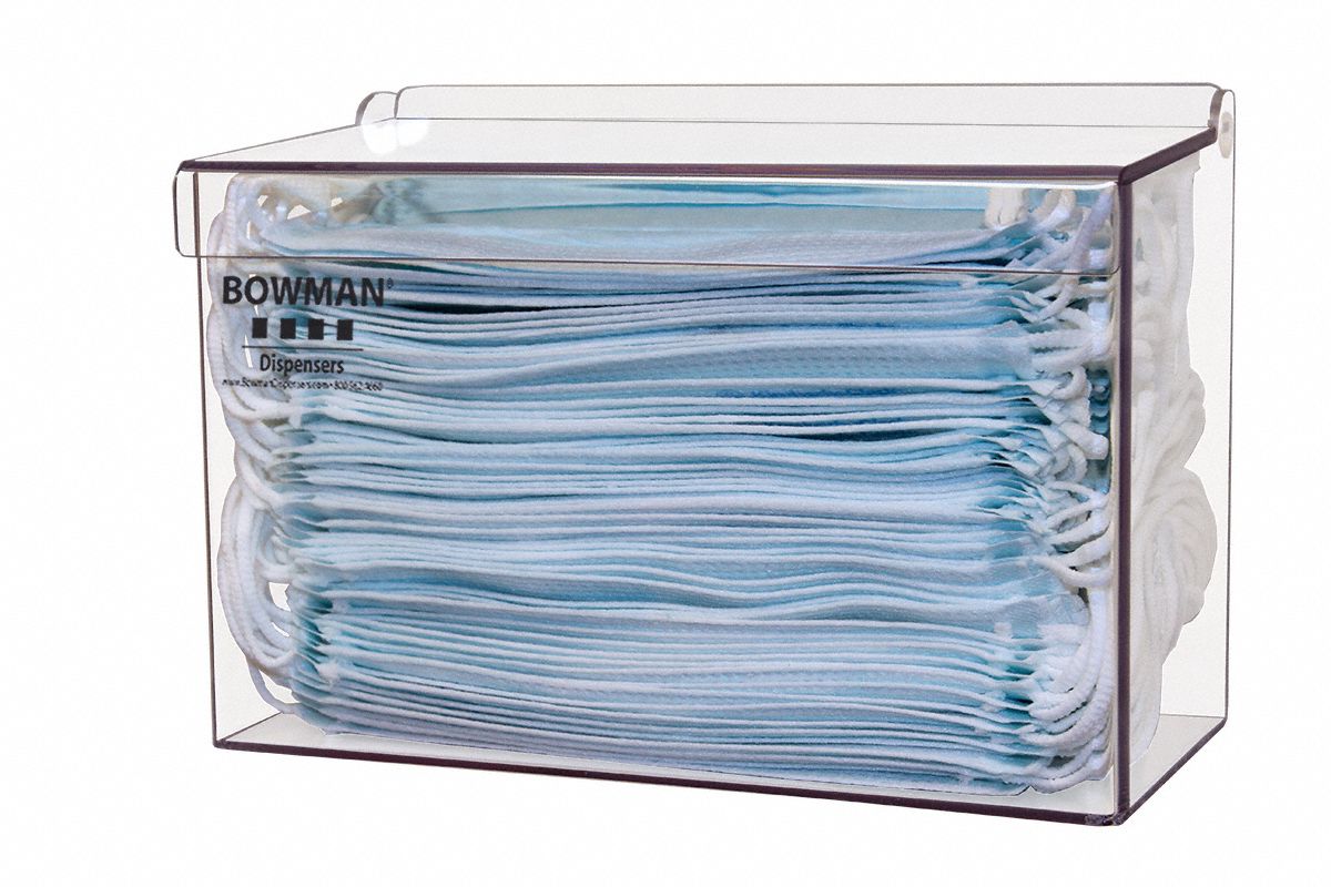 Respiratory Equipment Dispenser: PETG Plastic, Transparent, Dispenser, 4 in Lg