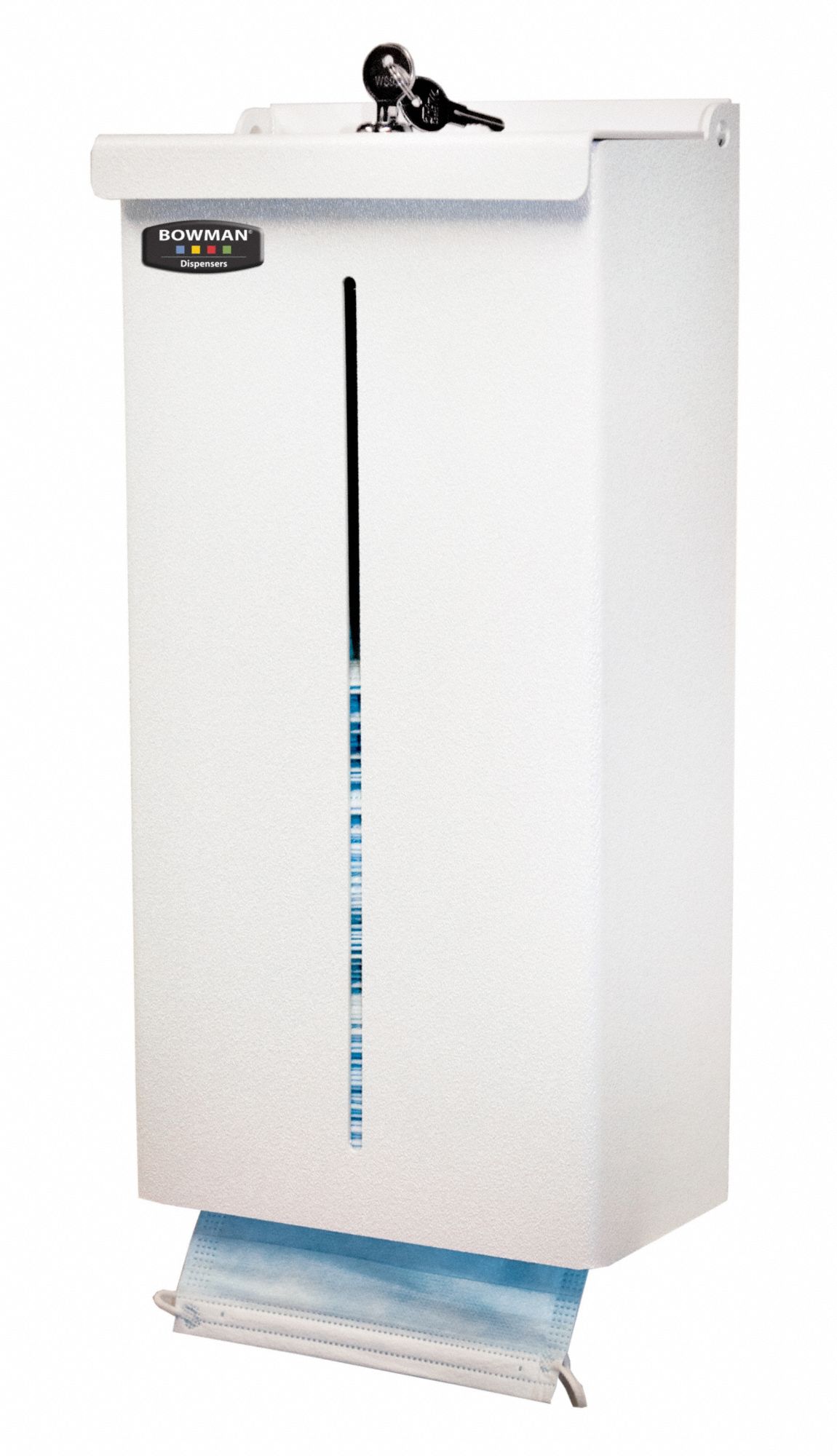 Respiratory Equipment Dispenser: ABS Plastic, White, (2) Keys/Dispenser