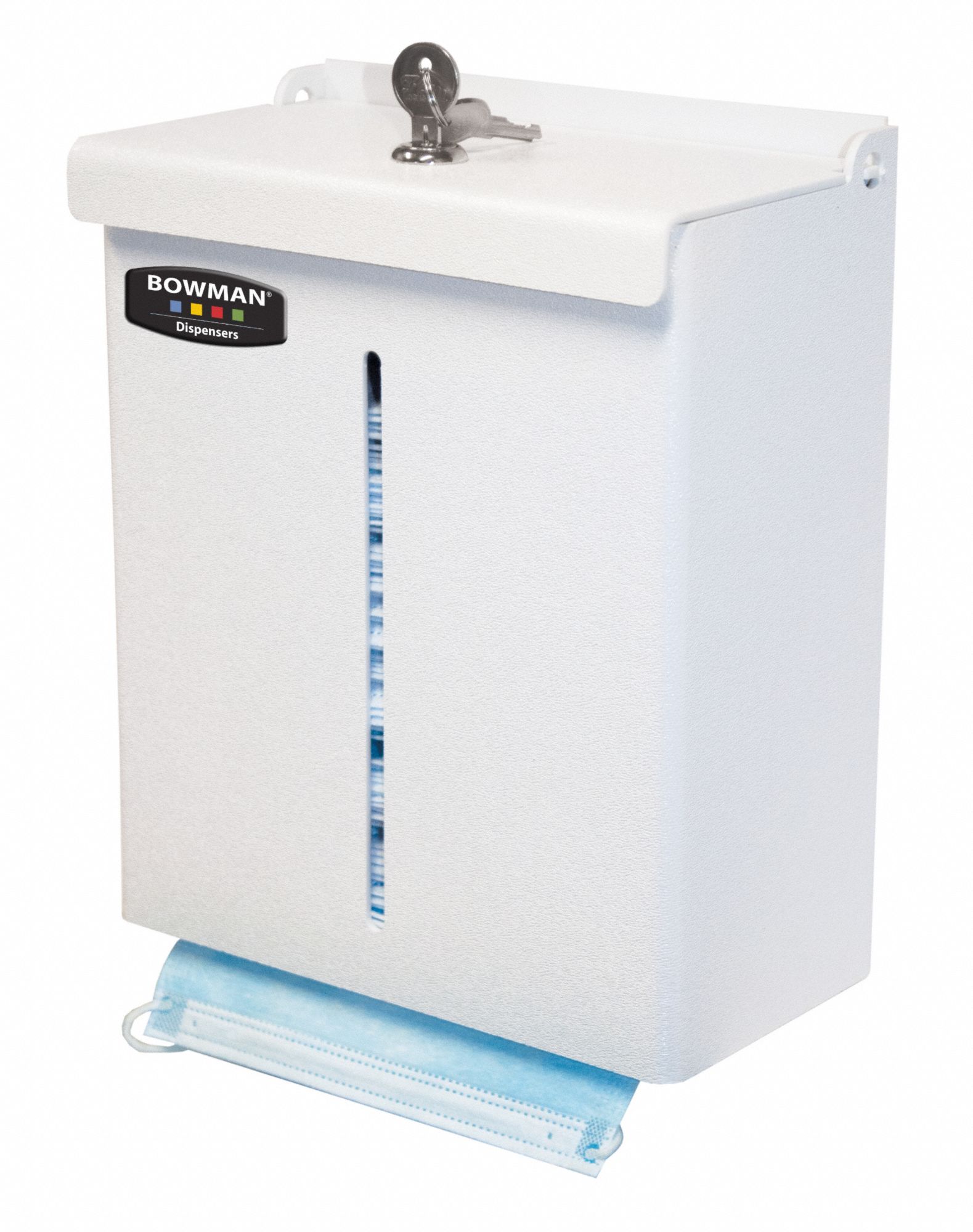 Respiratory Equipment Dispenser: ABS Plastic, White, (2) Keys/Dispenser