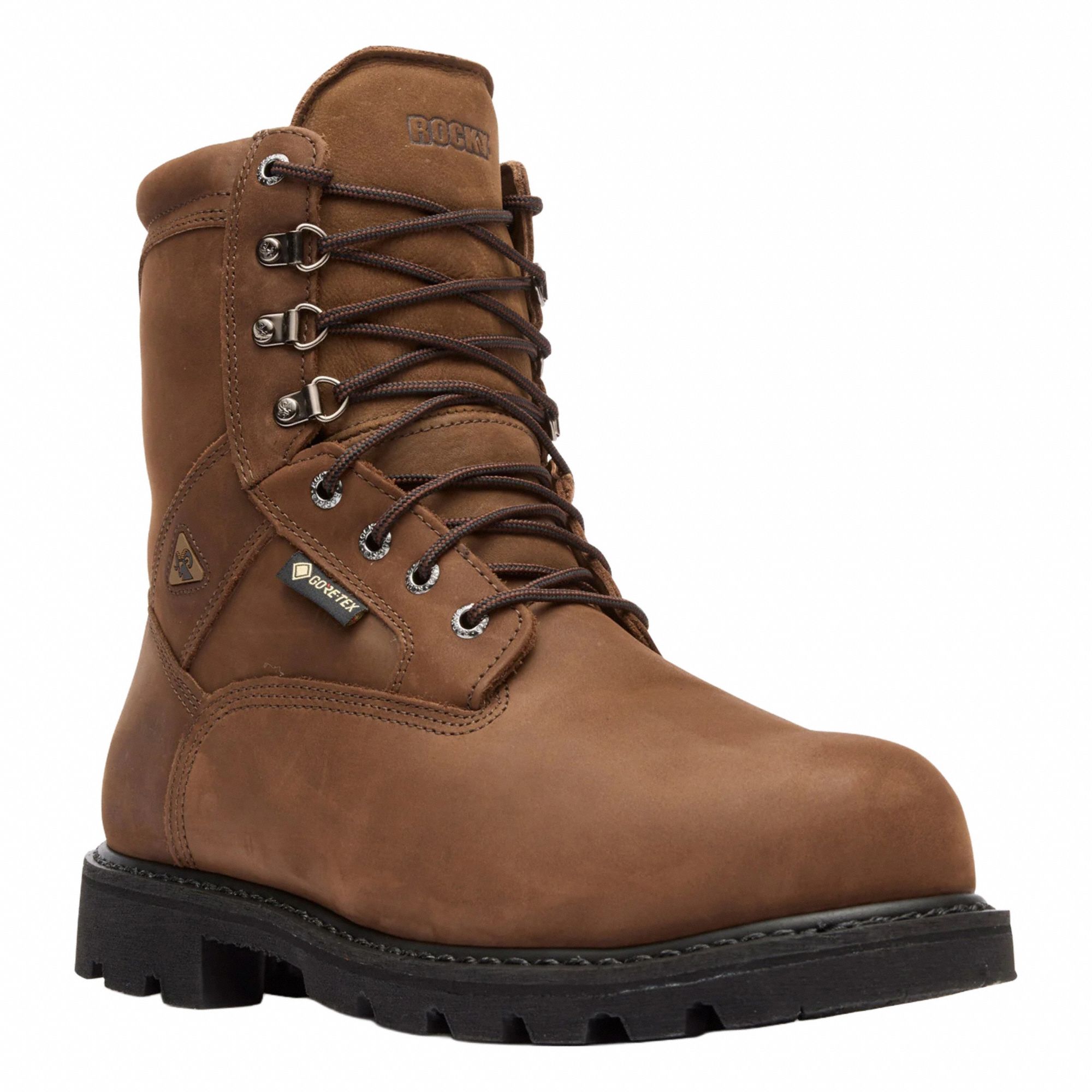 8-Inch Work Boot: Men's, Size 10, W, Brown, Steel Toe Cap, Removable Insole