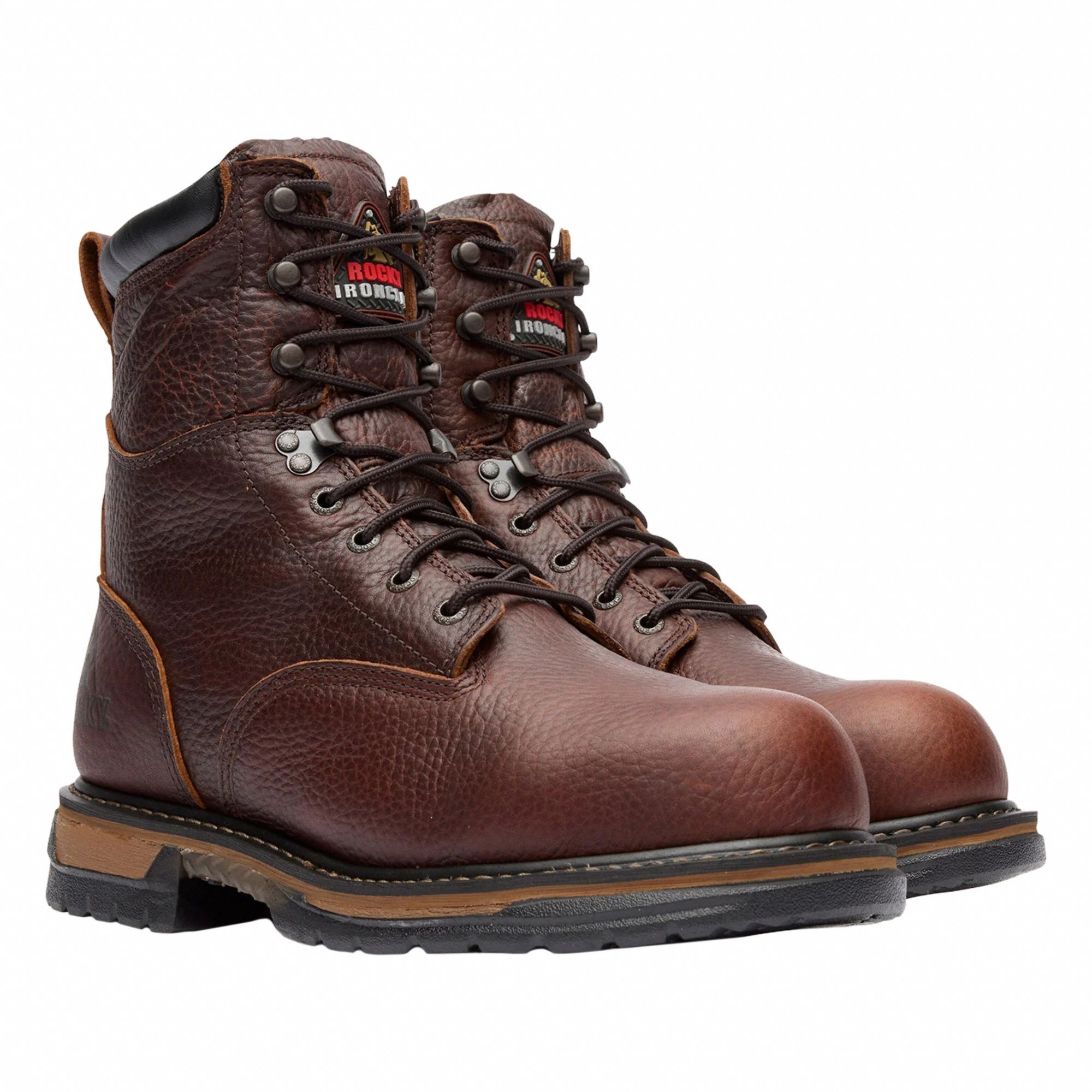 8-Inch Work Boot: Men's, Size 8, M, Brown, Steel Toe Cap, Ninety-Degree Heel