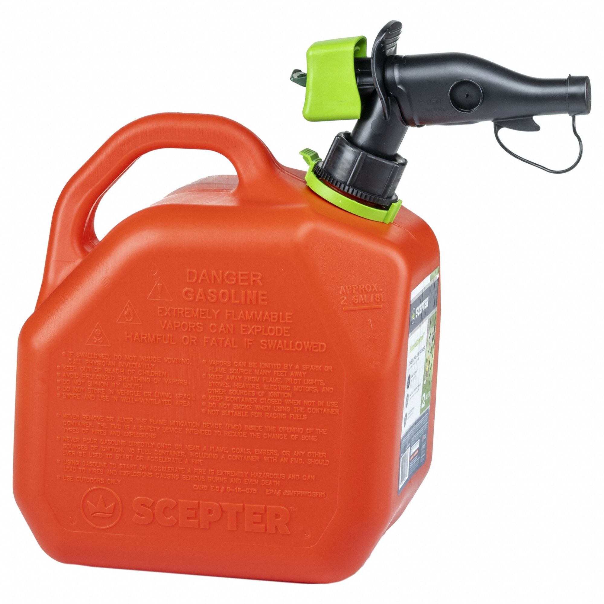 Gas Can 2 gal Red PP 14 Hx6-7/8 W