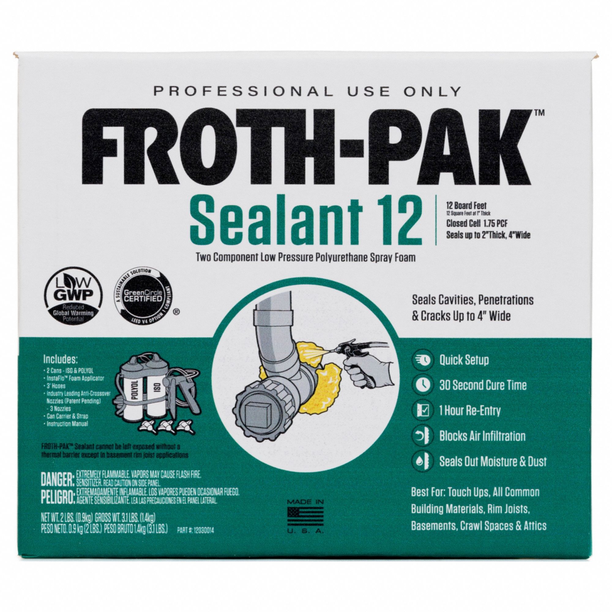 FOAM SEALANT KIT, 12, CREAM, R-6.1, 3 LB, CYLINDER, POLYURETHANE