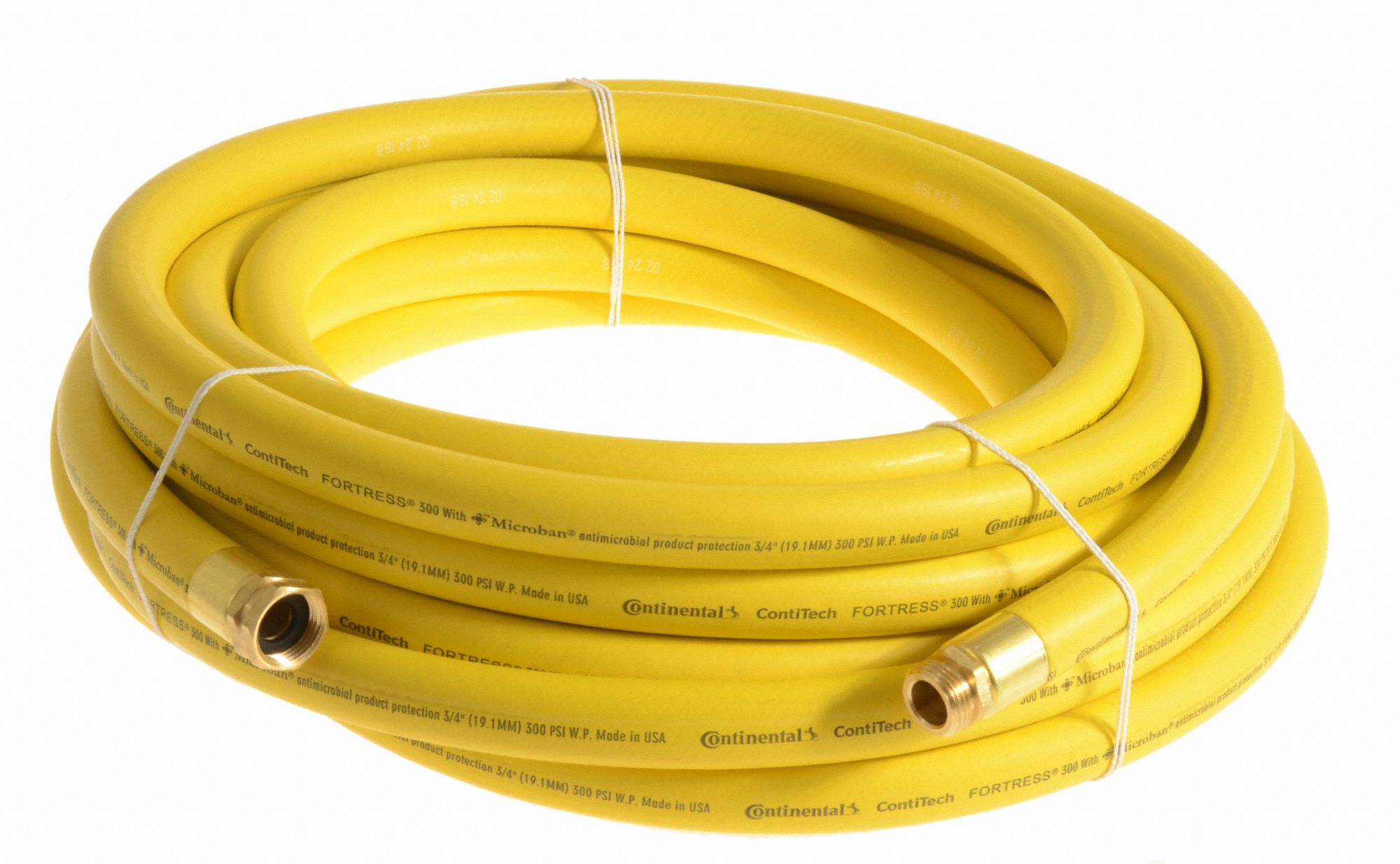 Washdown Hose: 1/2 in Hose Inside Dia., 300 psi, -20° to 210°F, Yellow, 100 ft Hose Lg, MGHT x FGHT