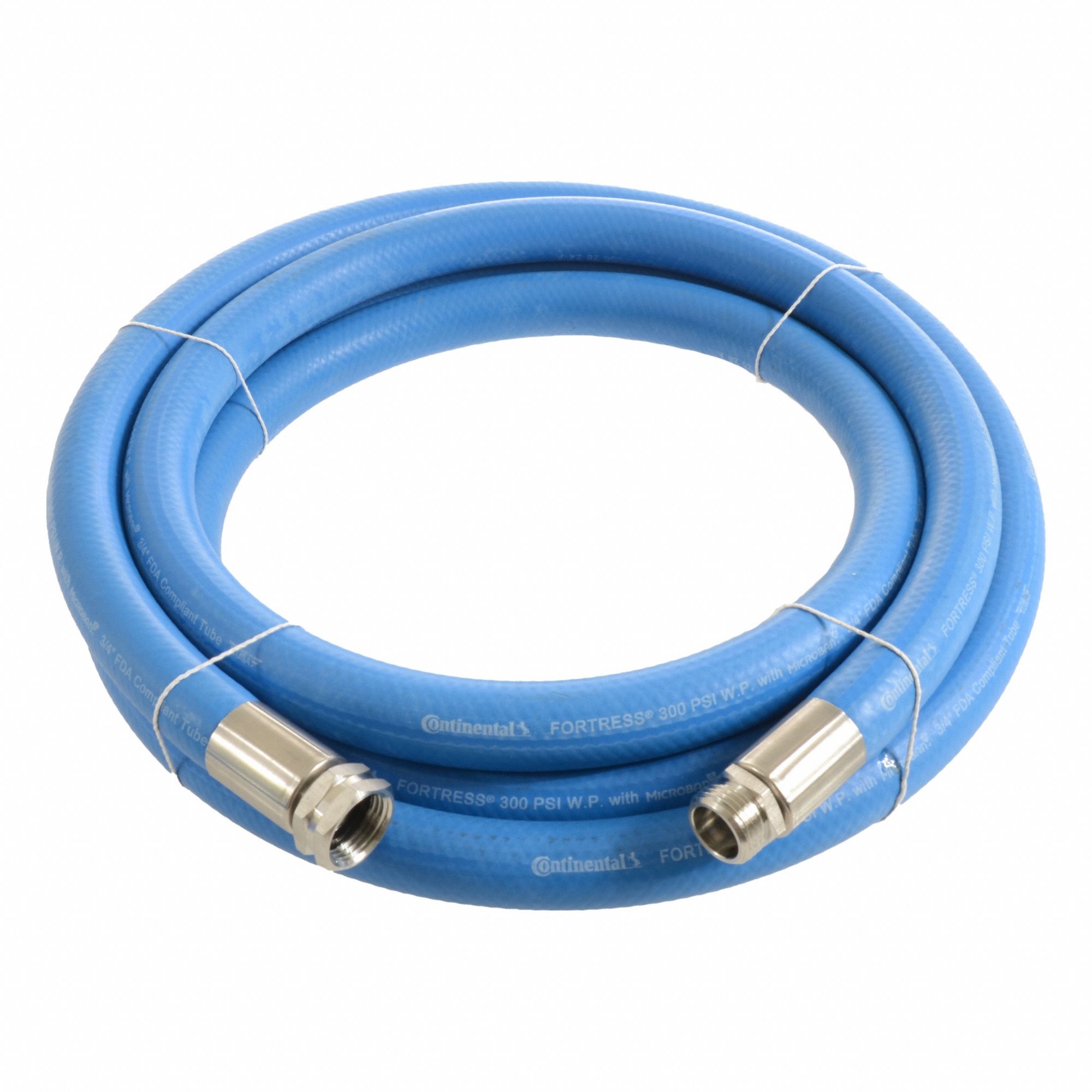 Washdown Hose: 1/2 in Hose Inside Dia., 300 psi, -20° to 210°F, Blue, 10 ft Hose Lg, Stainless Steel