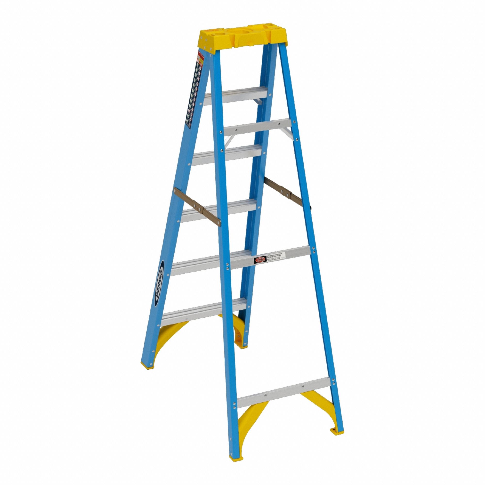 STEPLADDER, 6 FT LADDER SIZE, FIBREGLASS, 250 LB LOAD CAPACITY, 16 LB W, 2.8 FT STANDING H