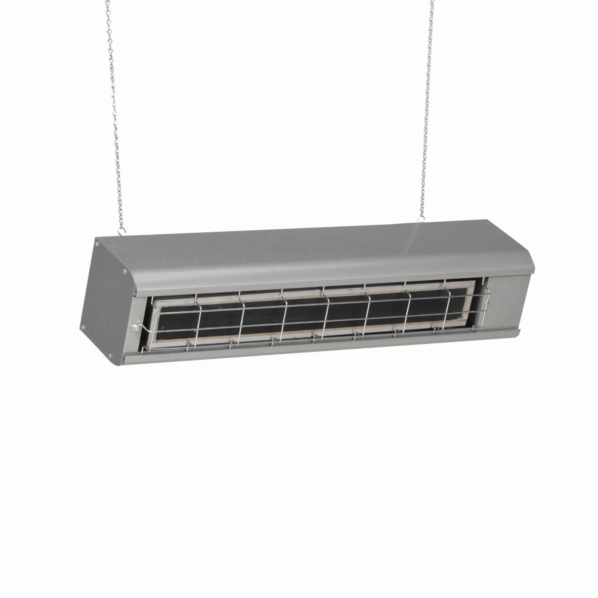 FOSTORIA Electric Infrared Heater: 1450 W Watt Output, 120V AC, 1 Phase, Hardwired, Aluminum, Gray (MPN FSA-1412-1). Key specifications — Wattage Output: 1450 W; Voltage: 120V AC; Brand: FOSTORIA; Electrical Connection: Hardwired; Element Type: Flat Panel Emitter; Housing Color: Gray; Housing Material: Aluminum; Overall Dimensions - L x W x D: 26 in x 5-3/4 in x 9 in.