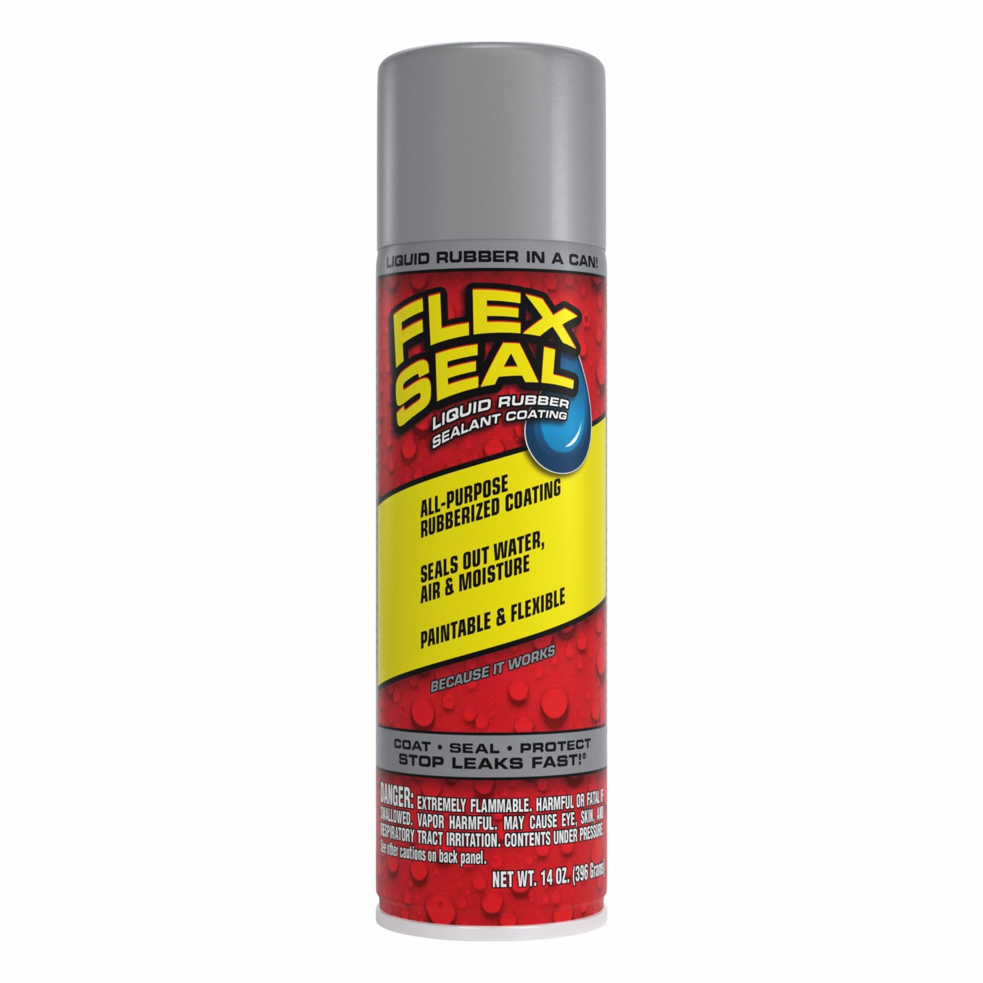 Leak Sealer: Rubber, Gray, 14 oz Container