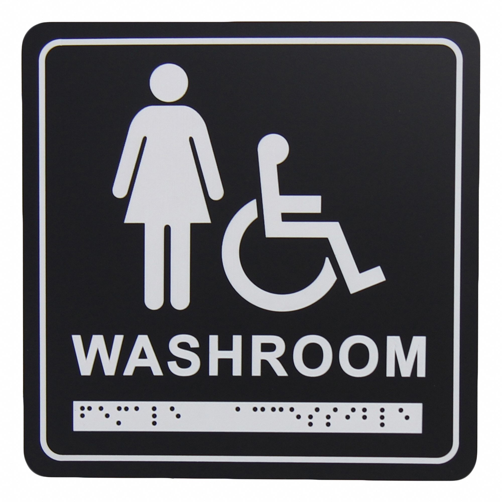 WASHROOM SIGN,6 IN H,PLASTIC
