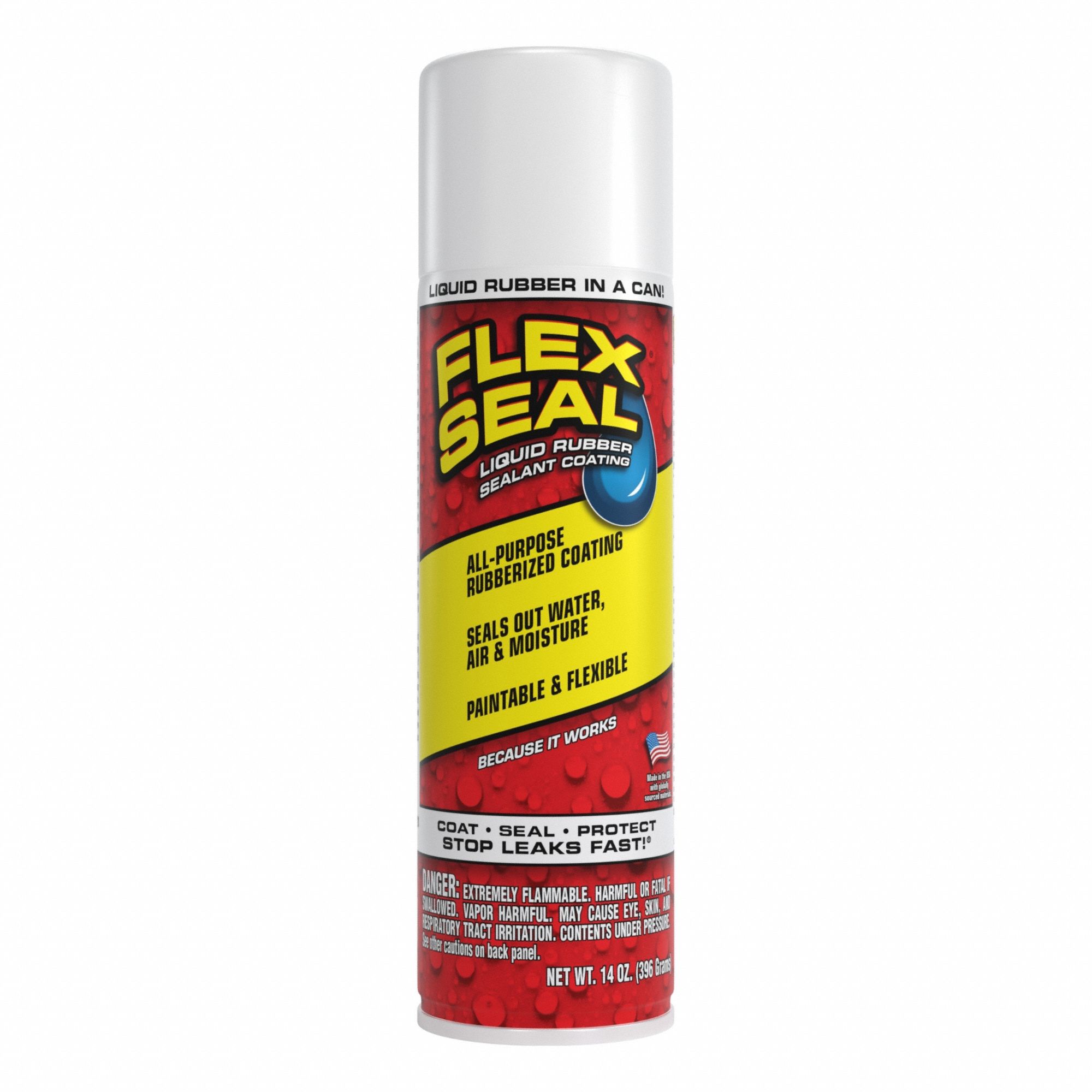 Leak Sealer: Rubber, White, 14 oz Container