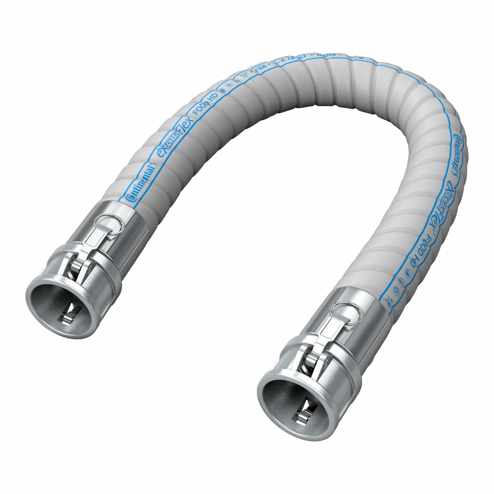 Food Grade Transfer Hose Assembly: 1 1/2 in Hose Inside Dia., 150 psi, Gray, NBR/PVC