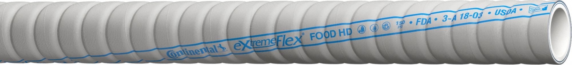 Bulk Food Grade Transfer Hose: 1 1/2 in Hose Inside Dia., Gray, 10 ft Hose Lg