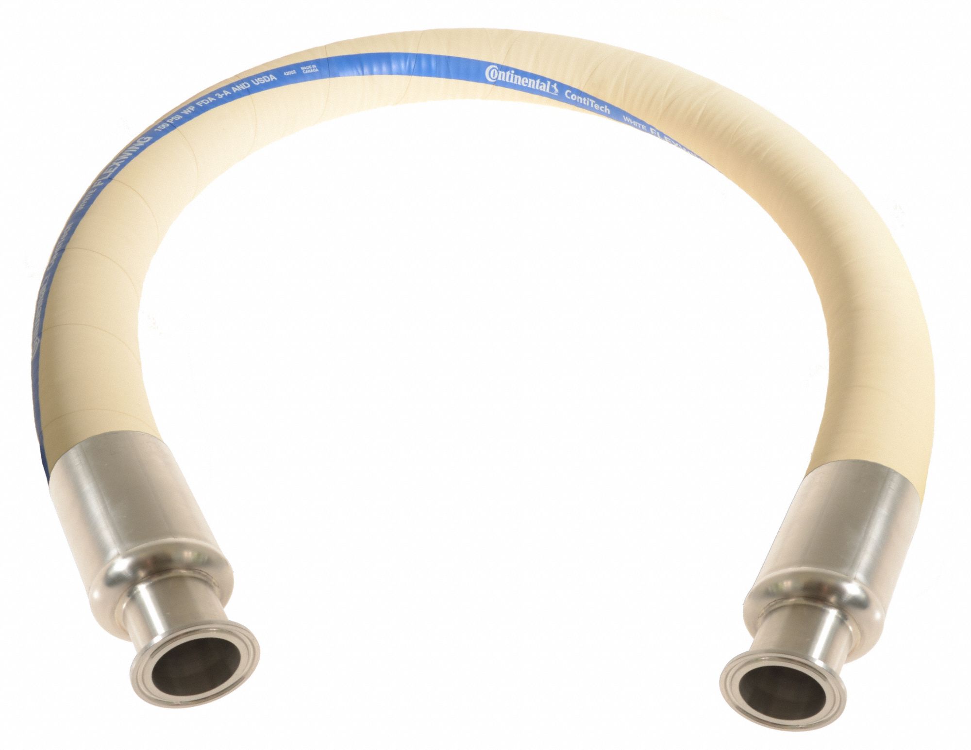 Food Grade Transfer Hose Assembly: 3/4 in Hose Inside Dia., 150 psi, White