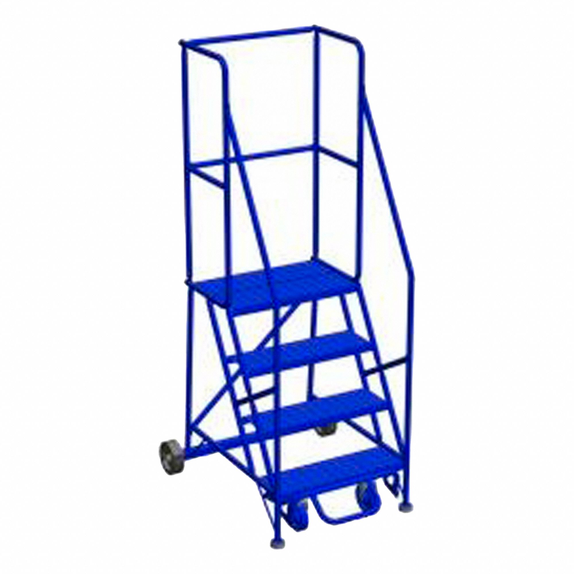 ROLLING AND CANTILEVER LADDER, BLUE, 40 IN D X 78 IN H, STEEL, POWDER COATED FINISH, ASSEMBLED
