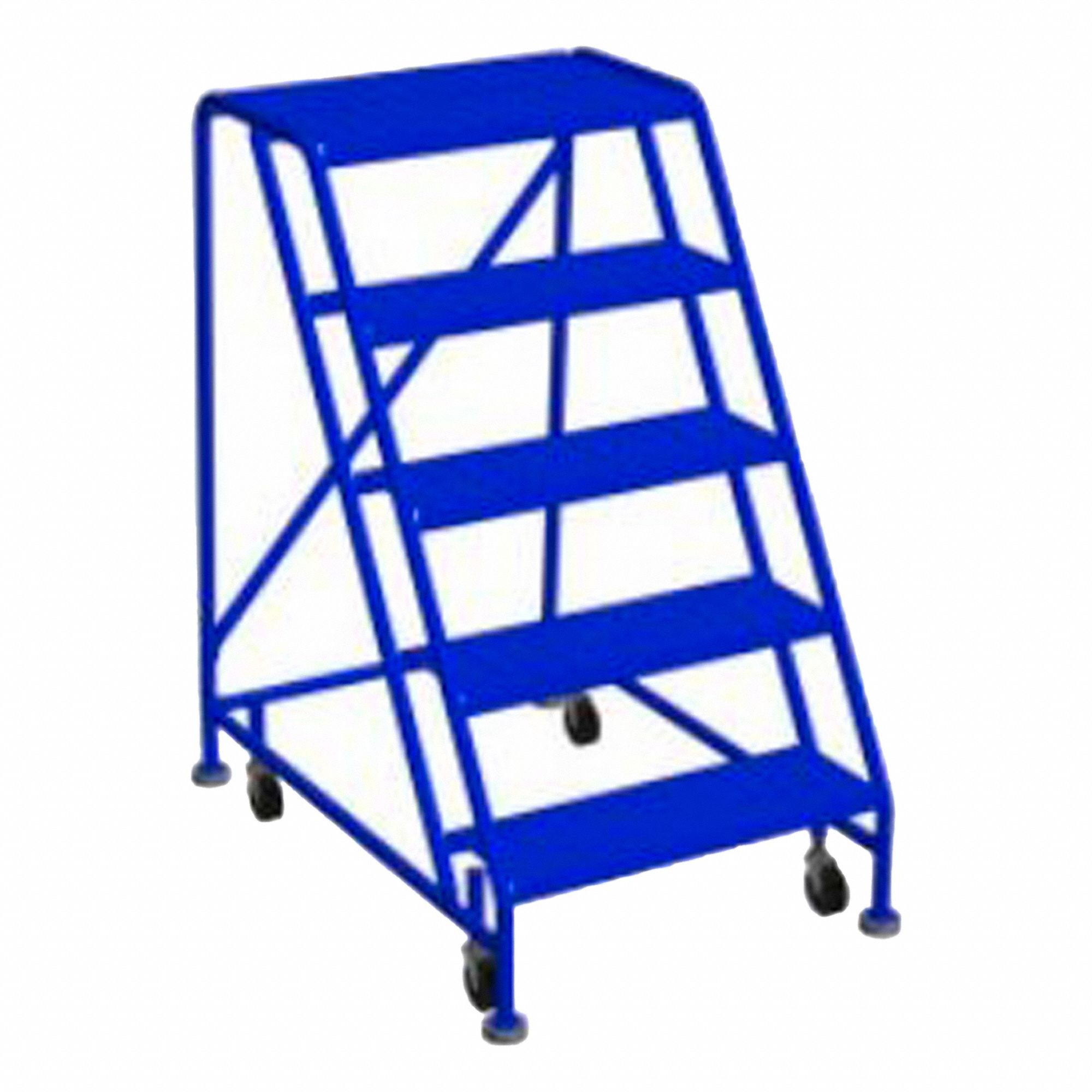 ROLLING AND CANTILEVER LADDER, BLUE, 41 IN D X 46 IN H, STEEL, POWDER COATED FINISH, ASSEMBLED
