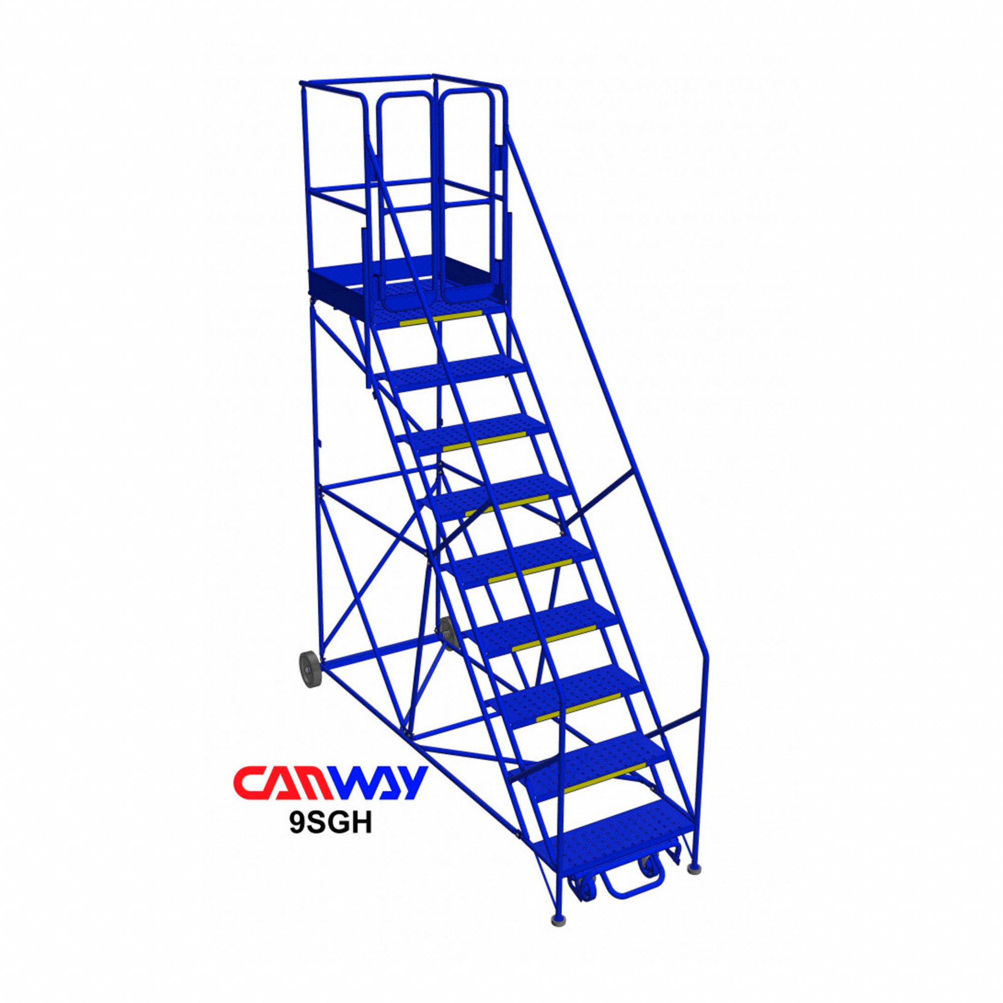 ROLLING LADDER, SGH SERIES, STEEL, BLUE, 132 IN H