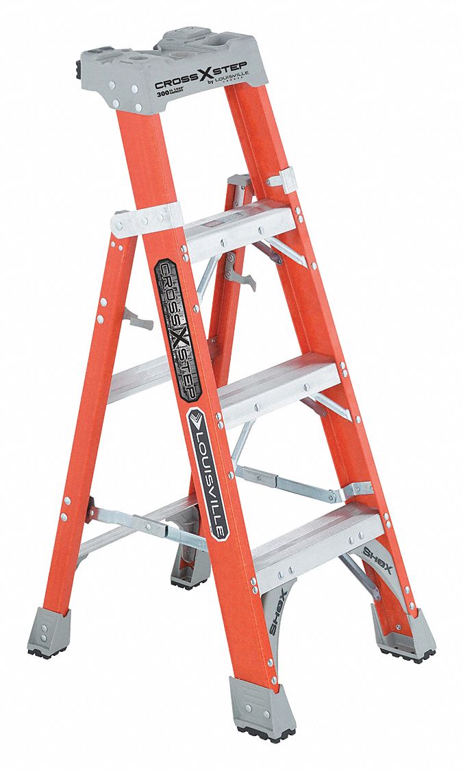 STEPLADDER,300 LBS.,4 FT.H,FIBERGLASS