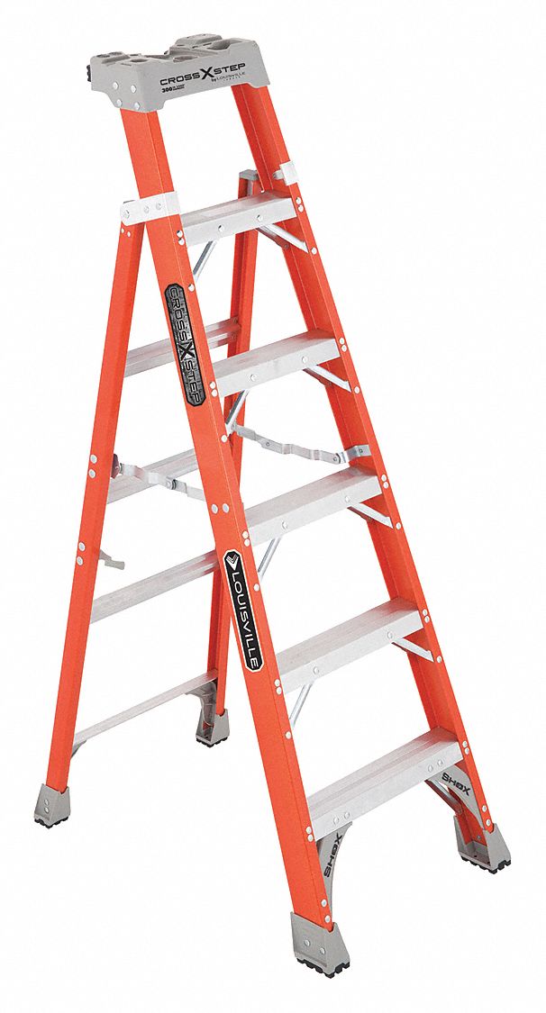 STEPLADDER,301 LBS.,6 FT.H,FIBERGLASS