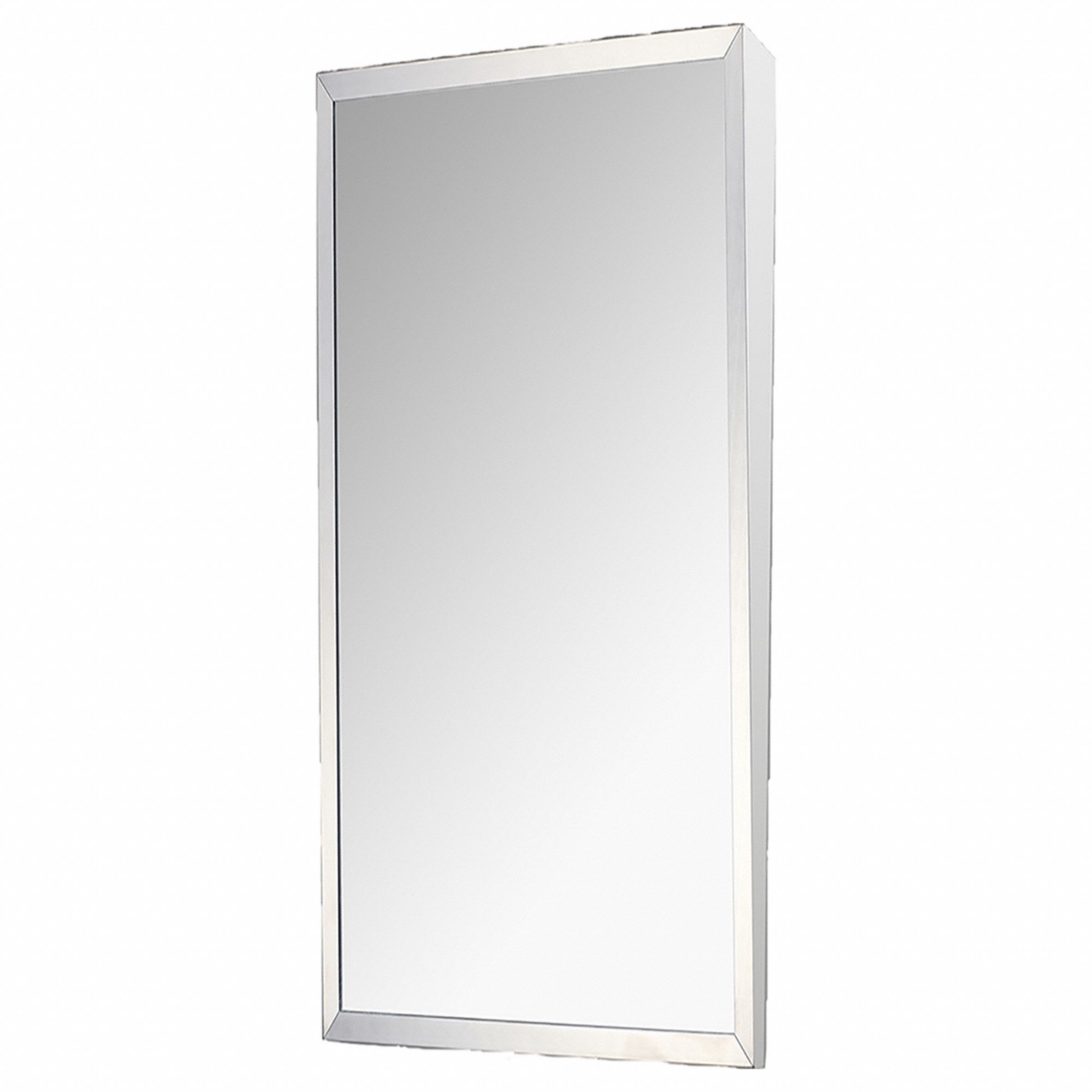 WASHROOM MIRROR: RECTANGULAR, 36 X 18 X 4 IN, WALL, GLASS, RUST RESISTANT, WITH FRAME