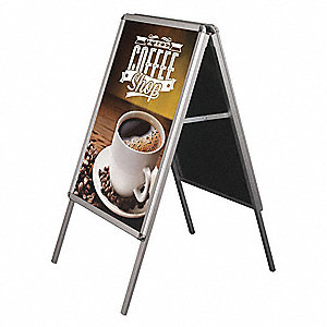 OUTDOOR SIGN, SNAP FRAME, FOLDING, SILVER, 24X36 IN, OVERALL HEIGHT 36IN, ALUMINIUM