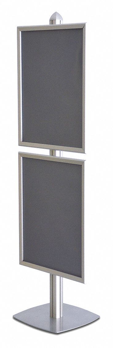 INDOOR DISPLAY STAND, 2-TIER, SNAP FRAME, SILVER, 22X76 IN, OVERALL HEIGHT 76 IN, ALUMINIUM