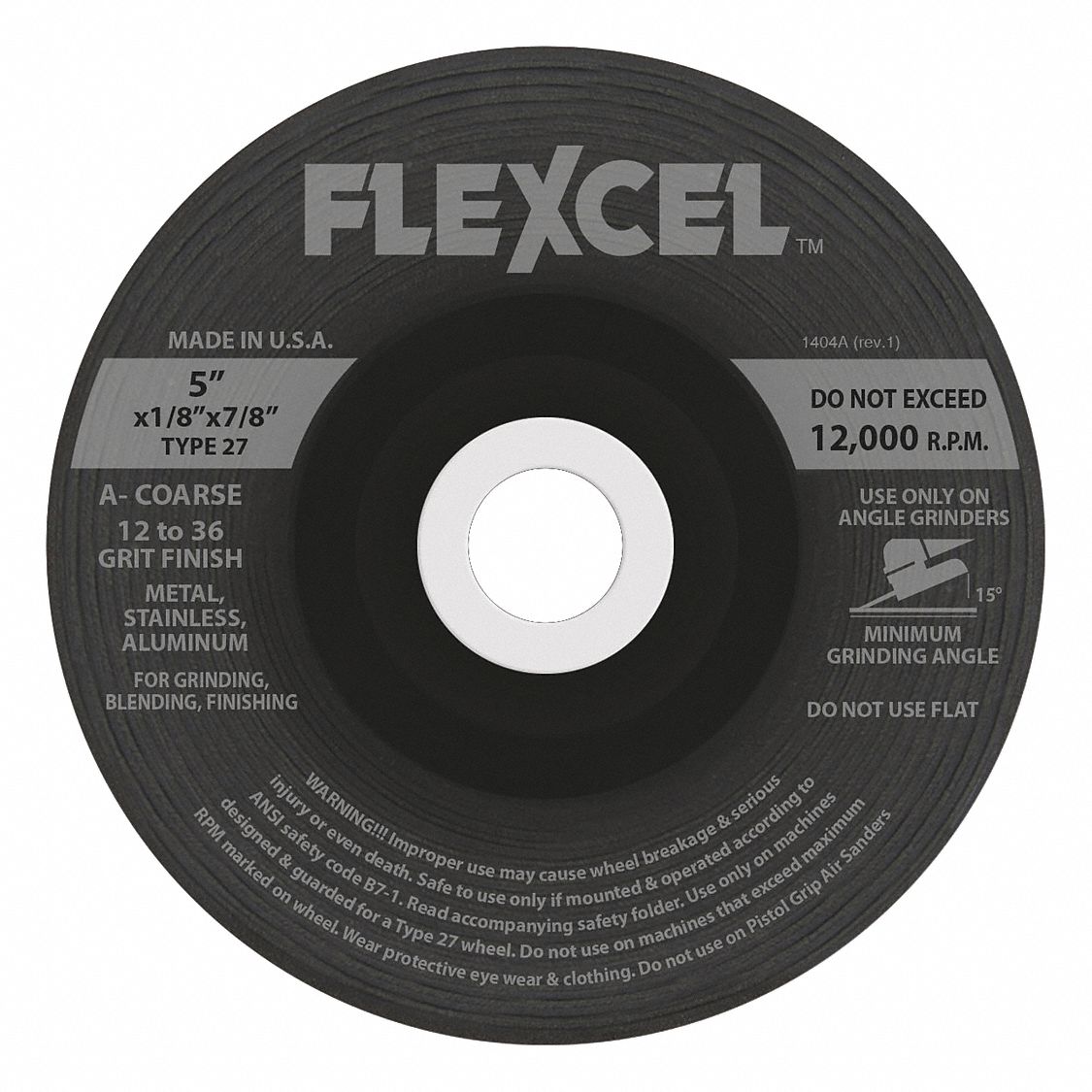 CUT WHEEL, 36 GRIT, 5 X 5/8 IN