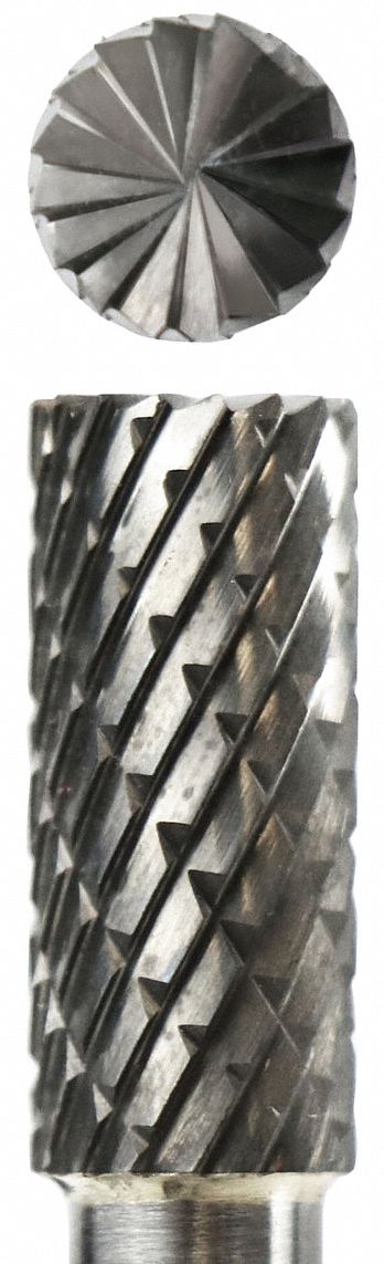 CARBIDE BUR, SB-1 DOUBLE CUT, CHISEL TOOTH, MAX30000, 1/4 X 5/8 CYLINDER WITH END CUT