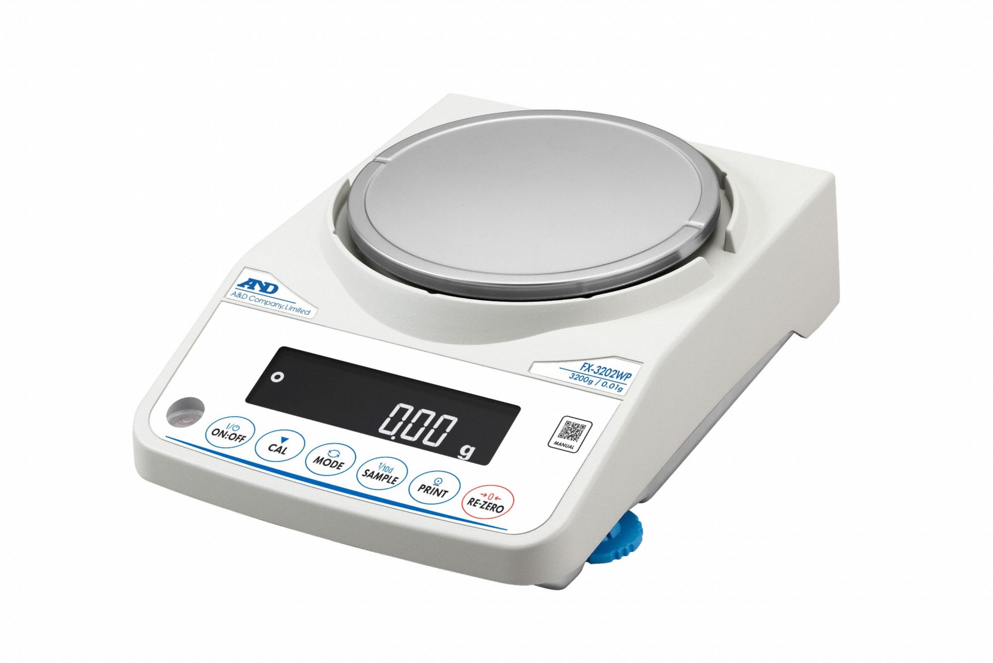 A&D WEIGHING Lab Scale: 3,200 g Capacity, 0.01 g Readability, 0.01 g Repeatability, 0.02 g Linearity (MPN FX-3202WP). Key specifications — Brand: A&D WEIGHING; Display Type: LCD.