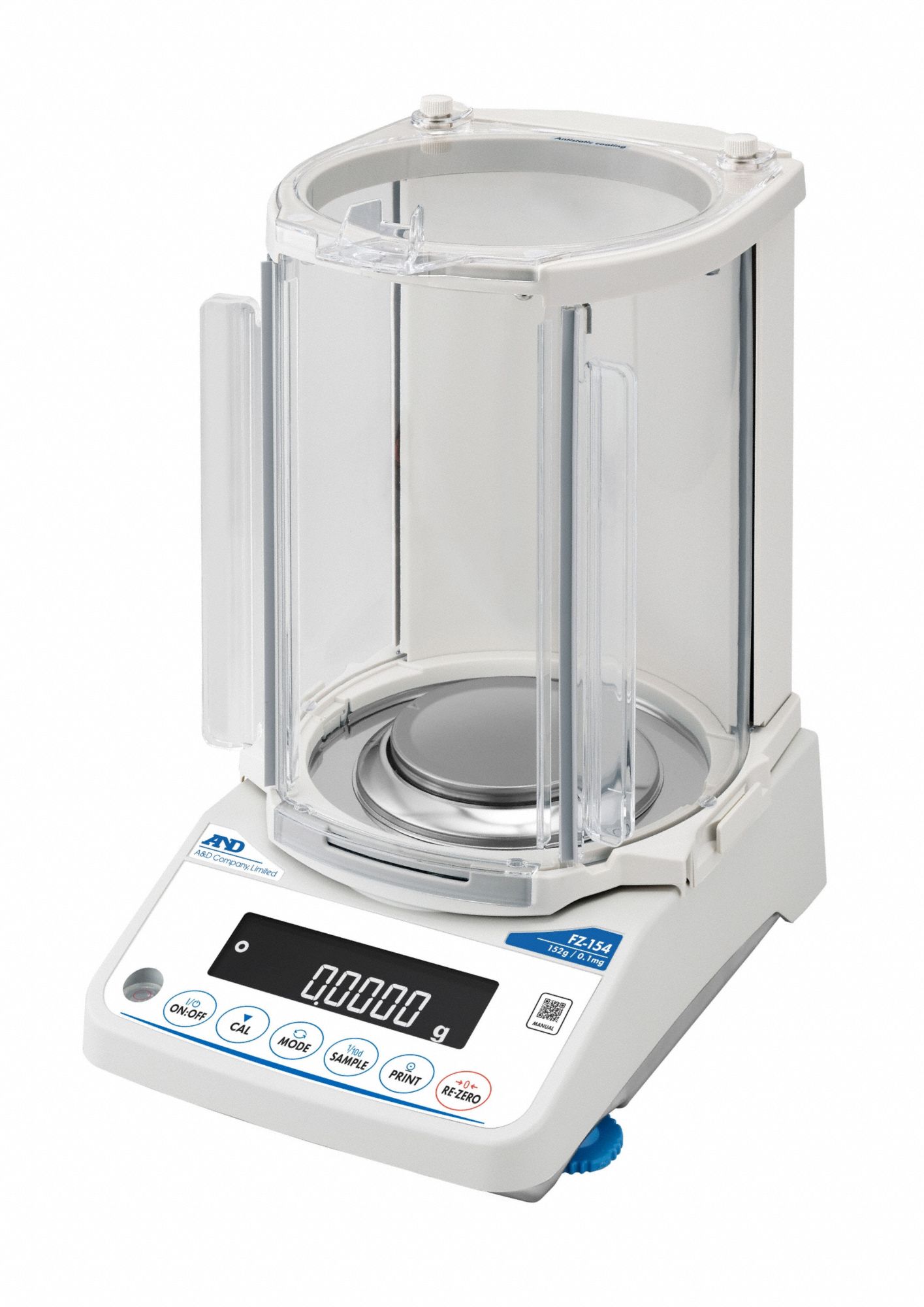 A&D WEIGHING Lab Scale: 152 g Capacity, 0.0001 g Readability, 0.0001 g Repeatability, ABS (MPN FZ-154). Key specifications — Brand: A&D WEIGHING; Display Type: LCD.