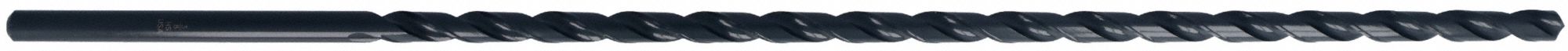 Extra Long Drill Bit: 1/2", 18" Overall Lg, 118° Notched Point, Black Oxide HSS