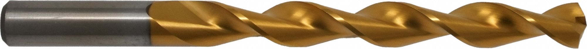 Jobber Length Drill Bit: #10, 135° Split Point, TiN-Coated HSS, Parabolic Flute