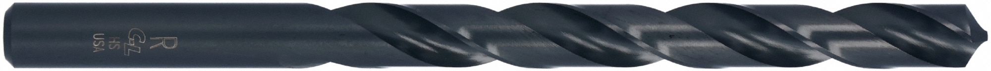 Jobber Length Drill Bit: 1/2", 118° Point, Black Oxide HSS, Tang Shank