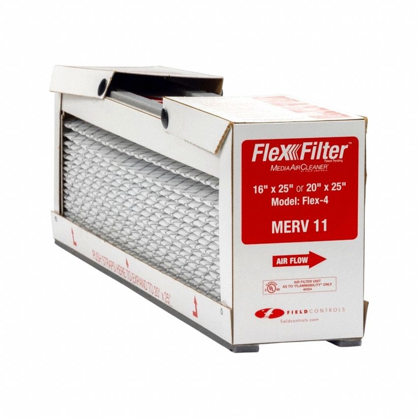 Air Filter: 833 cfm Airflow - Max, 16 in x 25 in x 4 in, 6 PK