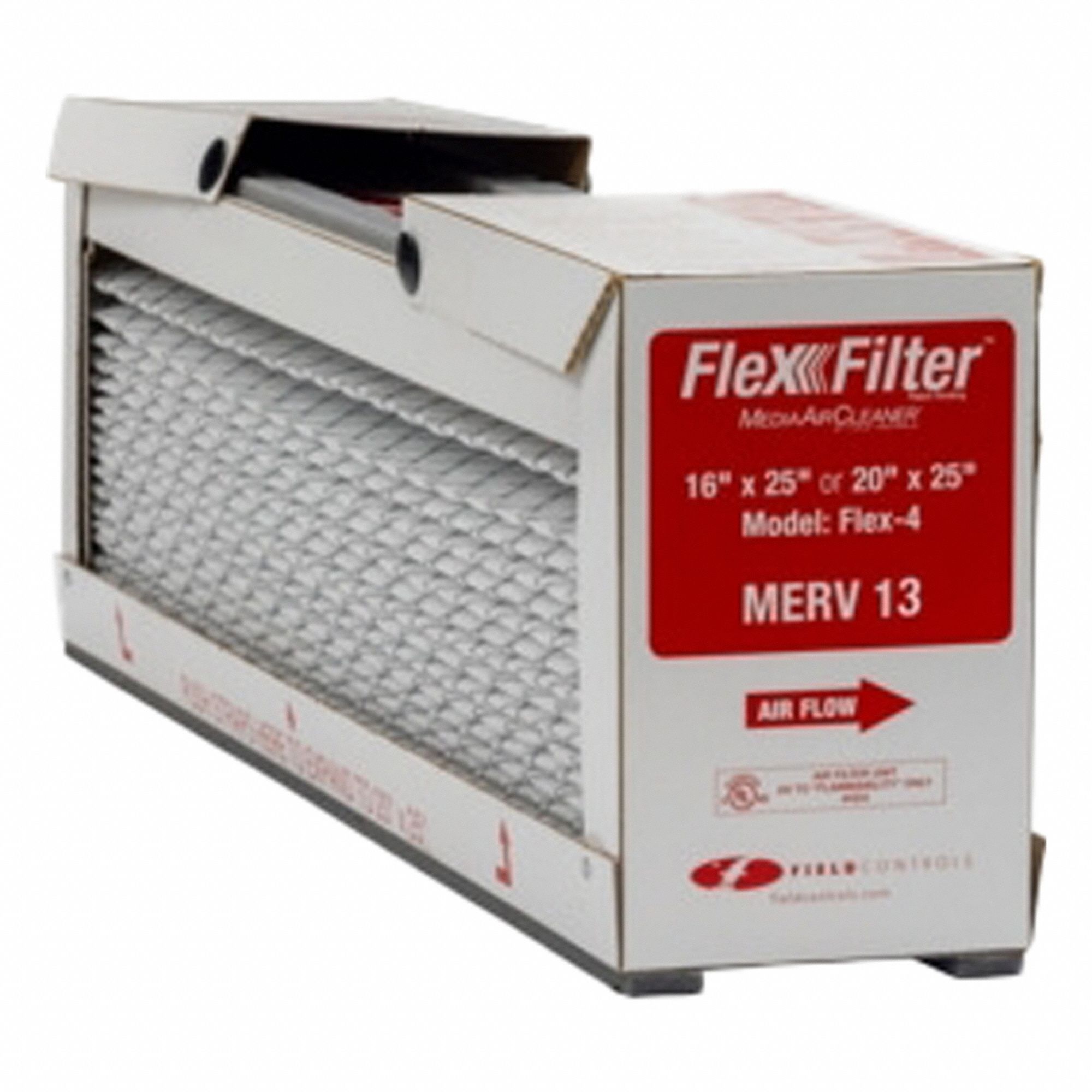 Air Filter: 1, 041 cfm Airflow - Max, 16 in x 25 in x 4 in, 6 PK