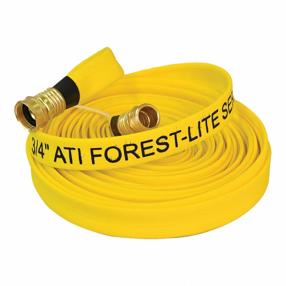 Fire Hose, 100 ft, Yellow, Polyester