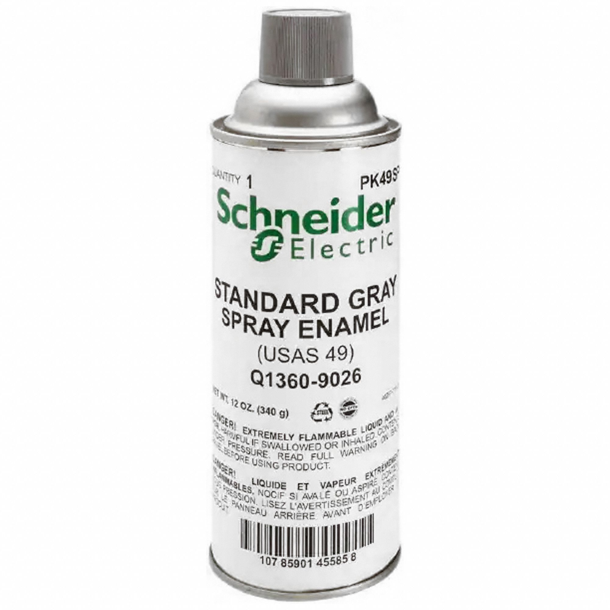 SQUARE D Spray Paint Std Spray Paints, Gen Purpose Spray Paint, Gray, Metal, Solvent, Flat