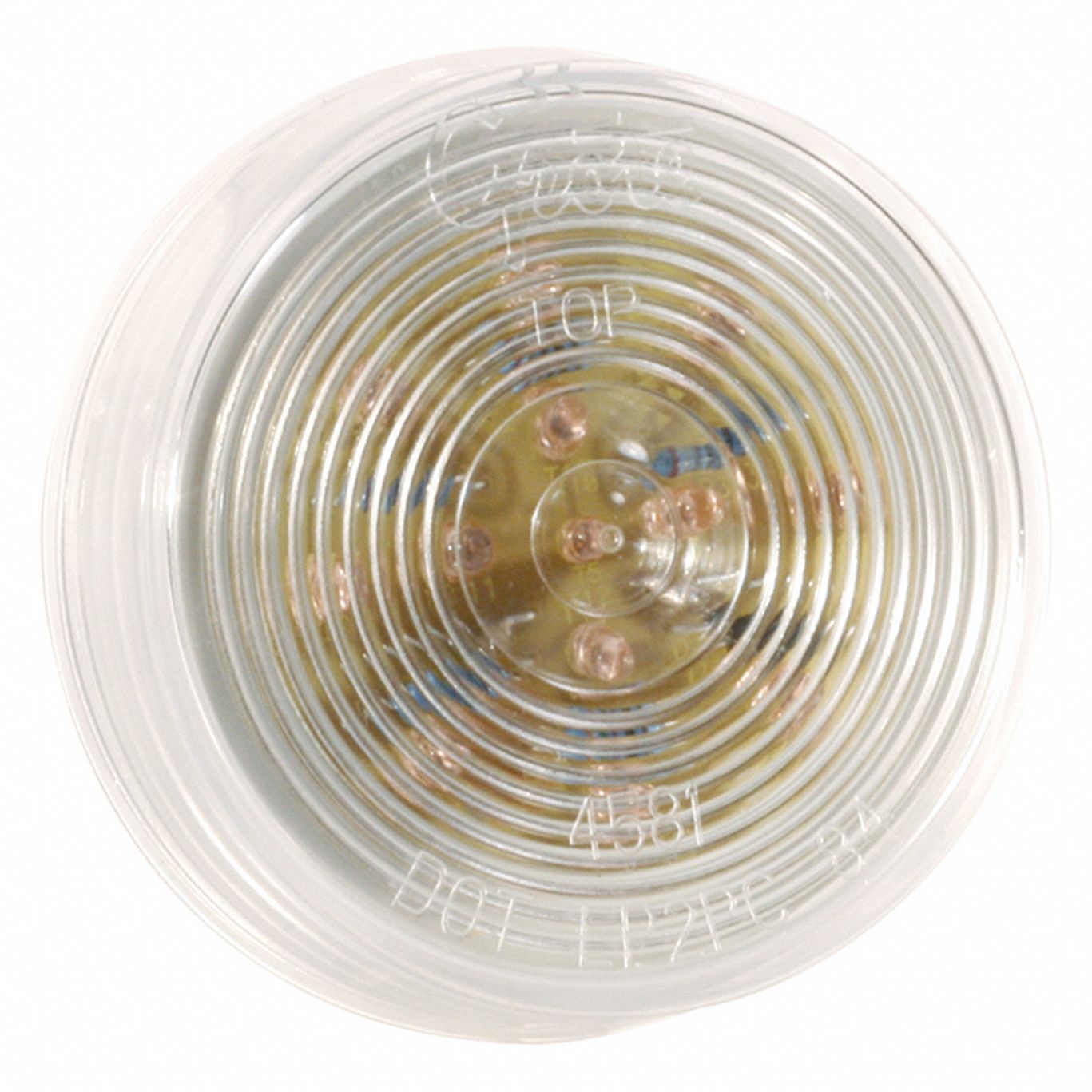 Clearance Marker Lamp: Clearance Light, LED, Round, Clear, Bracket, 2 1/2 in Overall Dia