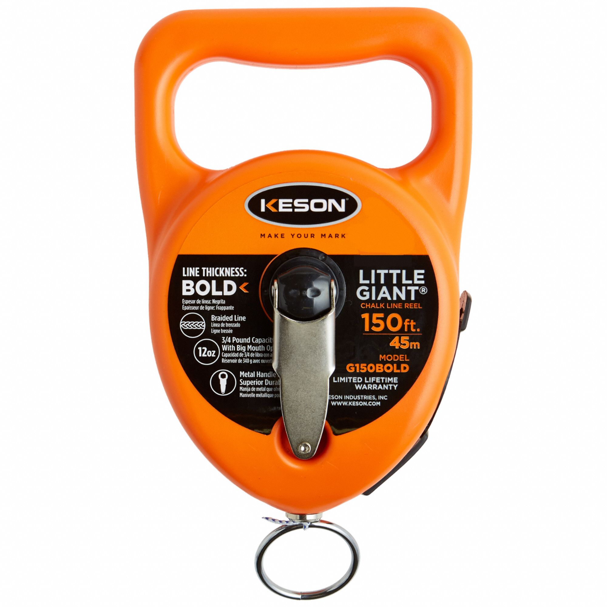 Chalk Line Reel 150 ft L Orange