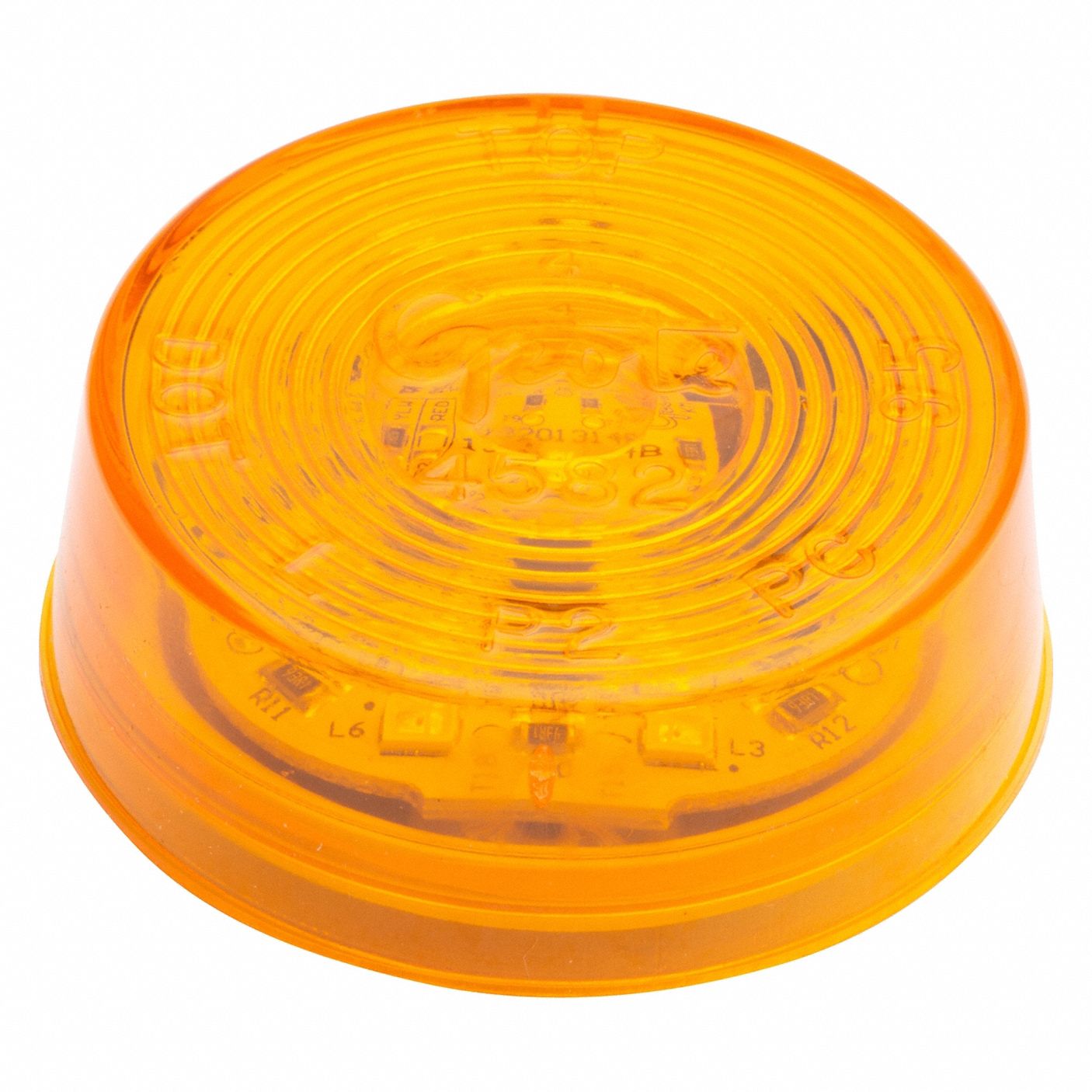 CLEARANCE MARKER LAMP, LED, ROUND, AMBER, BRACKET/GROMMET, 2 IN OVERALL DIAMETER